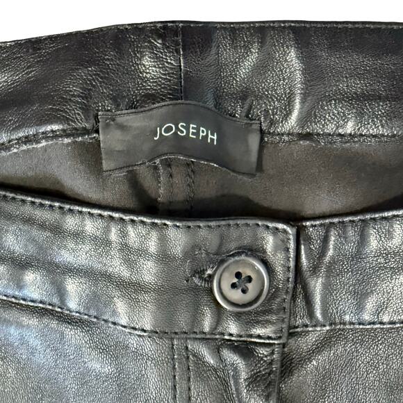 Joseph Black Lambskin Leather Low Rise Evie Zip Ankle Skinny Pants Size 40 / 8 - Picture 3 of 13